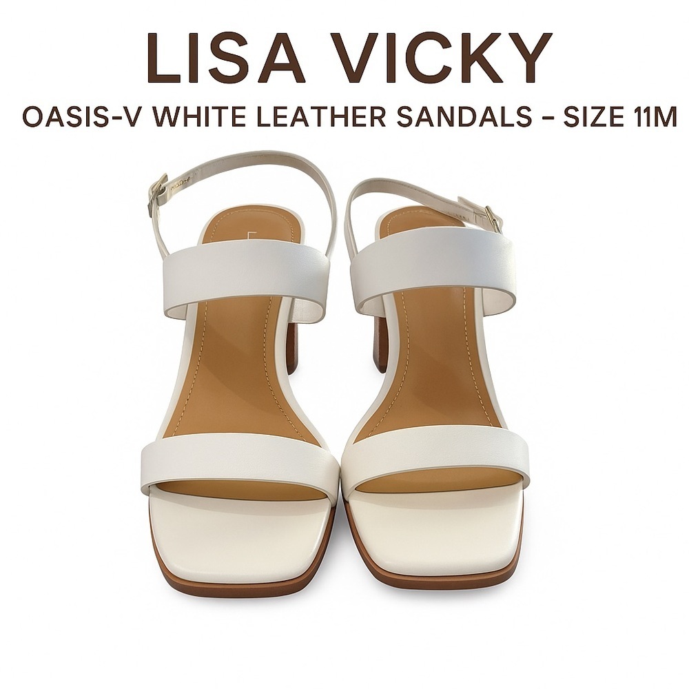 Lisa Vicky Oasis-V White Leather Sandals – Size 11M